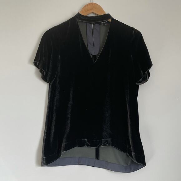 Madewell Green Velvet Choker Top Blouse Size XS - Picture 3 of 5